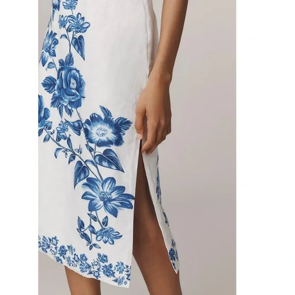 farm rio floral cascade wavy linen sleeveless midi dress New M Farm Rio x Anthropologie Floral cascade wavy linen sleeveless midi  dress